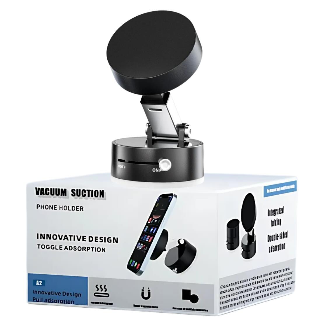 Magnetic Wireless Phone Holder with Vacuum Suction Cup | Foldable, Strong Magnetic Grip for Maximum Phone Security