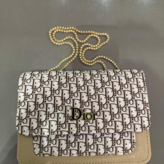 ior Oblique Canvas & Beige Leather Flap Clutch – Timeless Designer Statement Piece