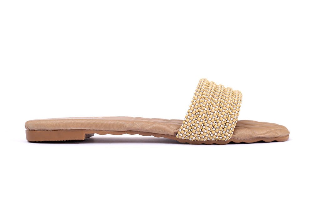 Skin Stone Embellished Flat Slippers - Preego