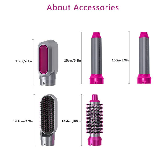 5-in-1 Electric Hair Dryer Brush Kit I Blow Dryer, Straightener, Curler & Volumizer