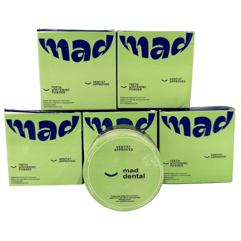 Mad Dental Care Teeth Whitening Powder – Dentist Approved | Natural Enamel-Safe Formula for Bright Smile