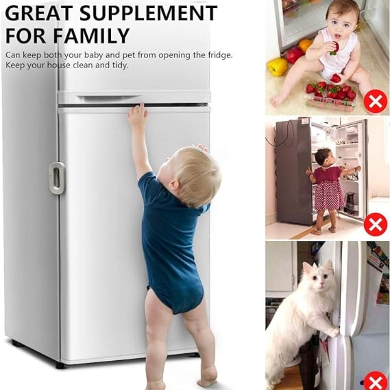Child Safety Refrigerator Lock | Double Button | Baby Proof | White & Grey