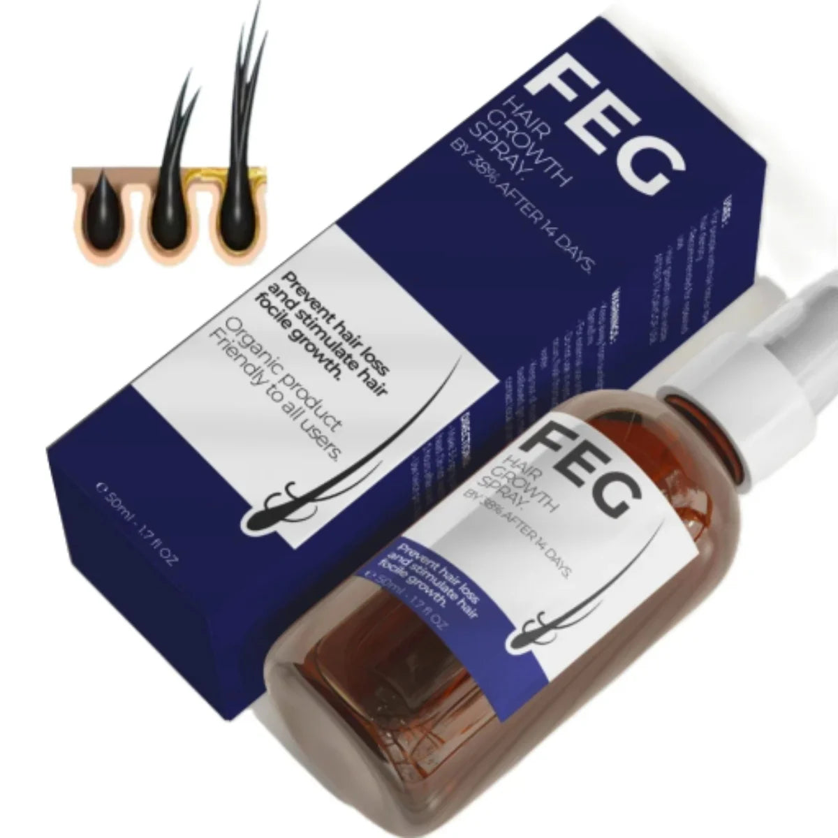FEG Hair Growth & Anti-Hair Loss Serum – 50ml. Fast Regrowth & Anti-Hair Fall Solution (IMPORTED)