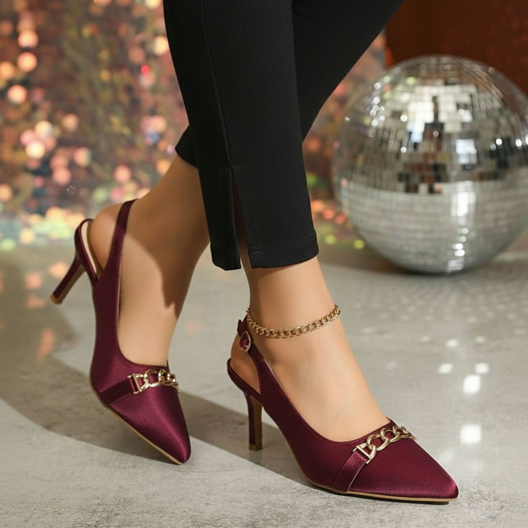 Burgundy Casual Heel Sandals - Preego