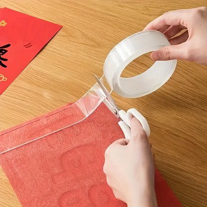Nano Tape | Double-Sided Transparent Tape | Reusable, Washable & Traceless Gel Grip for Home & Office