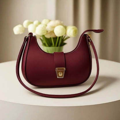 Crescent Luxury Faux Leather Shoulder Bag | Elegant Handbag for Women 5 Colors